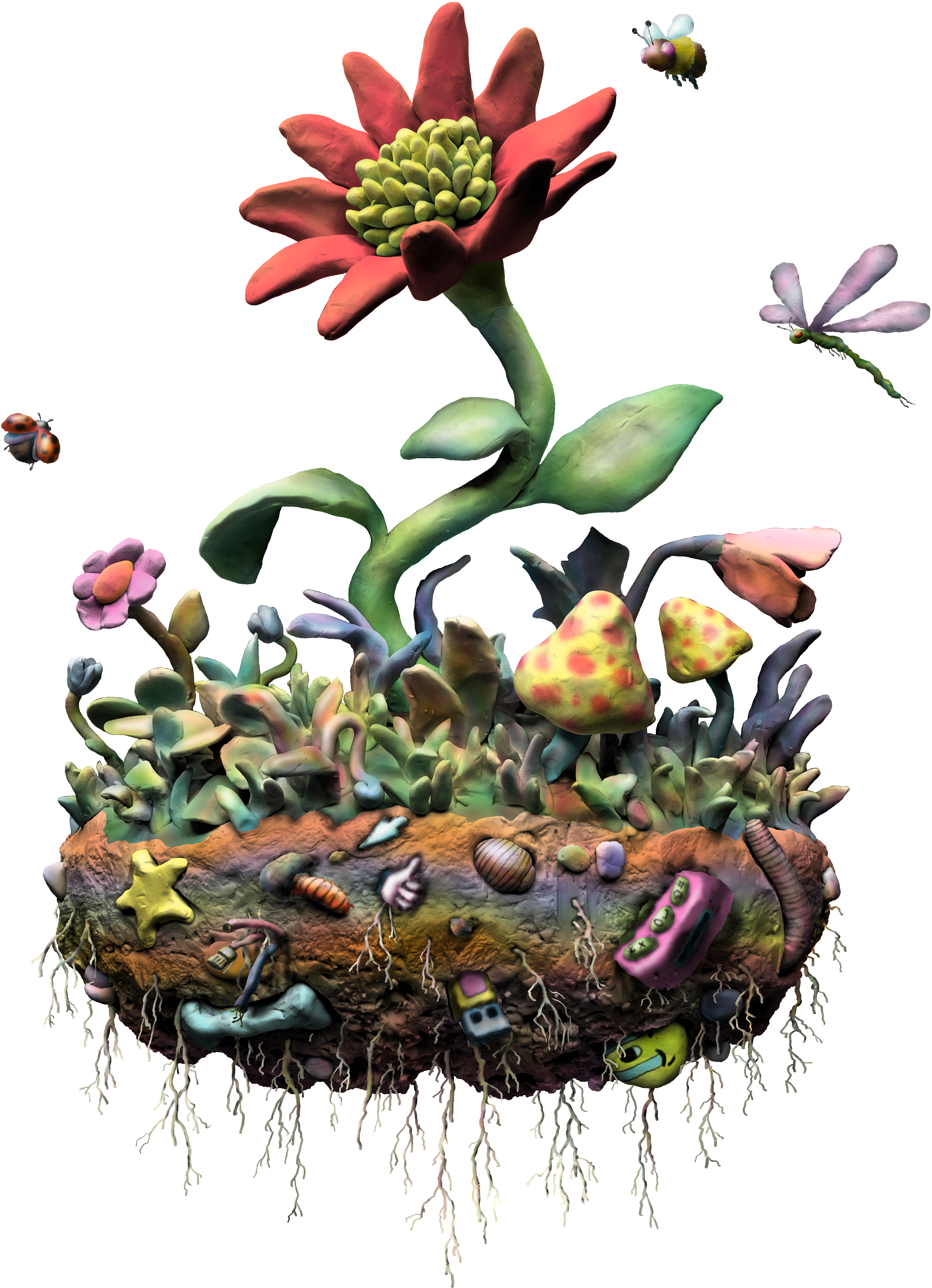 A flower made of clay