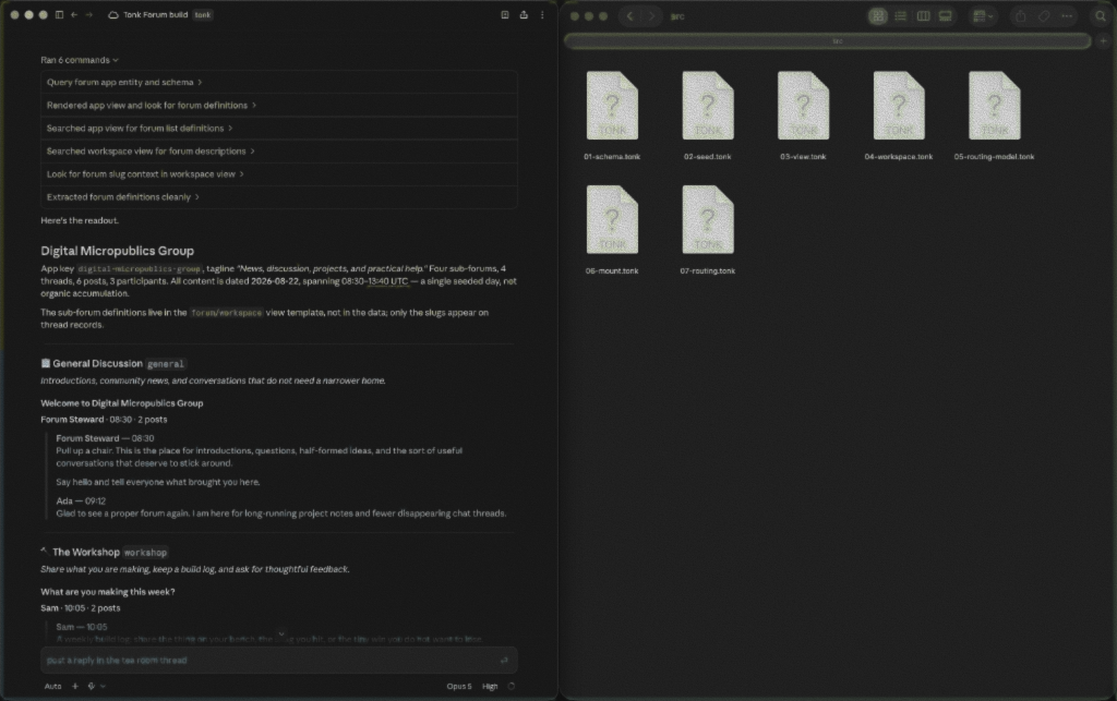 Building the micropublics forum and pushing it into a Tonk space